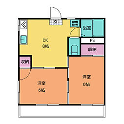 関口グリーンハイツ 2DKの間取図画像