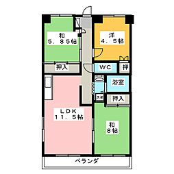 大成第3ハイツ 4階3LDKの間取り
