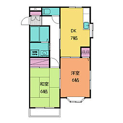 サンシャインII 2階2DKの間取り
