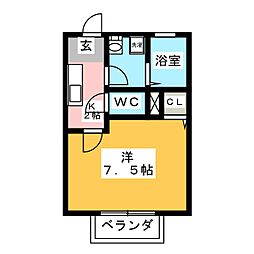 ウエストアリーナ 1階1Kの間取り