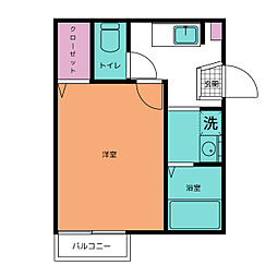 L’Aria Omiya 1階1Kの間取り