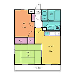 アネックスサクラ 1階2LDKの間取り