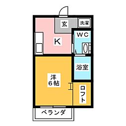 フェリス桶川 1Kの間取図画像