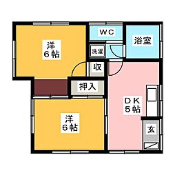 カーサ・グレイス1 2DKの間取図画像