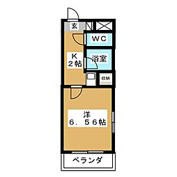 大宮西口プラザB棟 1Kの間取図画像