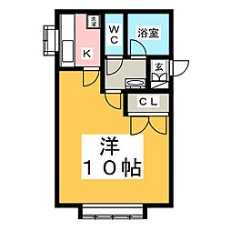 イナリハイツ 1Kの間取図画像