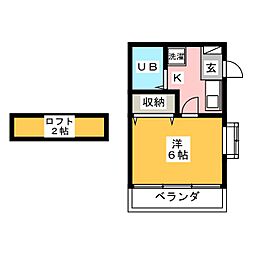 サンシャインツノダ ワンルームの間取図画像