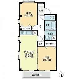 フォブール沖 2DKの間取図画像