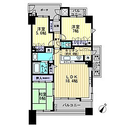 サーパス道後上市 3LDKの間取図画像