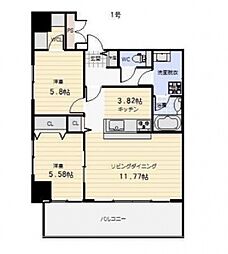 グランディアレジデンス千舟 2LDKの間取図画像