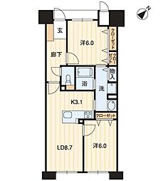 アルファステイツ市駅西 2LDKの間取図画像