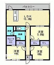 エリヴェール道後 3LDKの間取図画像
