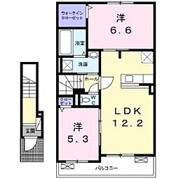 ライズコート枝松 2LDKの間取図画像
