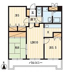 シスコ灘町キャッスル 3LDKの間取図画像