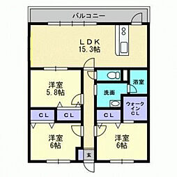 エリヴェール道後 3LDKの間取図画像