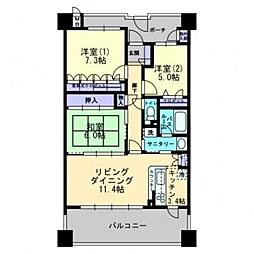 アルファステイツ勝山通り 3LDKの間取図画像