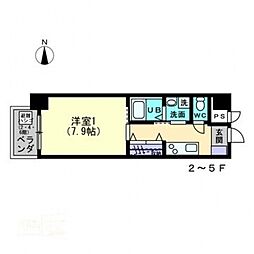 ミモザヒルズ古町 1Kの間取図画像