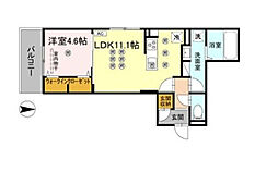 クランツ朝生田 1LDKの間取図画像