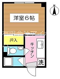 豊住ビル 4階1Kの間取り