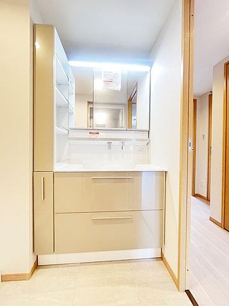 収納力と機能性に優れたお手入れラクラクのゆったりとした洗面台