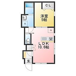 グランハイム岸谷公園 1LDKの間取図画像