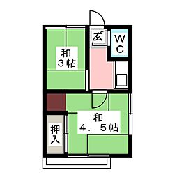 石川荘 2Kの間取図画像