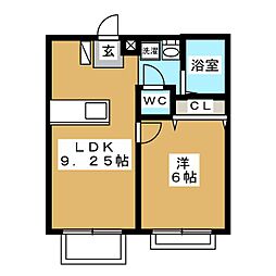 コーポ中山 1LDKの間取図画像