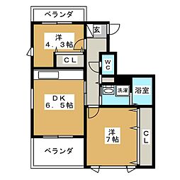リバーシティ五番館 2DKの間取図画像