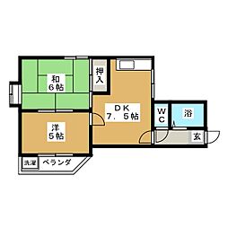 カーサビオレット 2DKの間取図画像