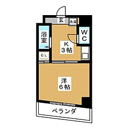 メイゾンチュトワイエ鶴見 1Kの間取図画像