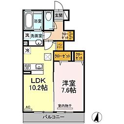 ソレイユ梶山 1LDKの間取図画像