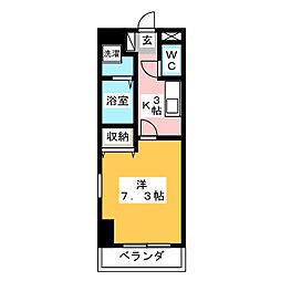 クレーンペトロ佃野2 1Kの間取図画像