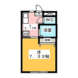 グレース海岸 1Kの間取図画像