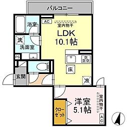 リートゥス湘南辻堂 1LDKの間取図画像