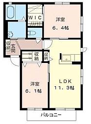 ビラ・トノウチ 2LDKの間取図画像