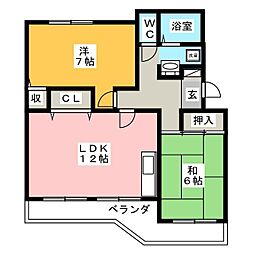 ヴィラ水澤 2LDKの間取図画像