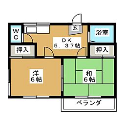湘南マリーンハイム 2DKの間取図画像