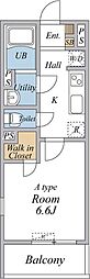 リブリ・アウル 1Kの間取図画像