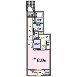 カレント湘南 1Kの間取図画像