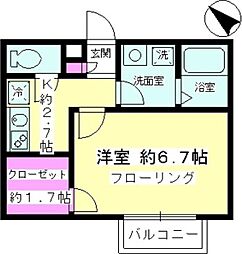 ブルーブリッジ鵠沼海岸 1Kの間取図画像