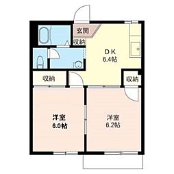 チェリーブラッサムB 2DKの間取図画像