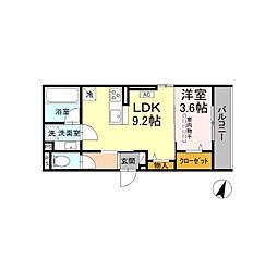 コーラルリーフ湘南辻堂 1LDKの間取図画像