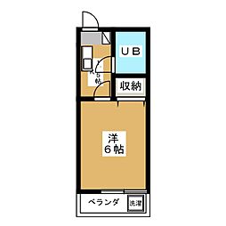 スワンハイツ 2階1Kの間取り