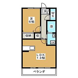 サンライズ上大岡 1階1LDKの間取り