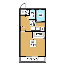 プロミネンス 1階1Kの間取り