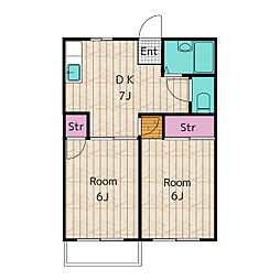 アイランドハイツ 2階2DKの間取り
