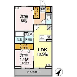 D-Paina 笹下 3階2LDKの間取り