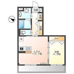 ATB松之内 3階1LDKの間取り
