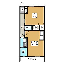 コートドール港南台 1階1LDKの間取り