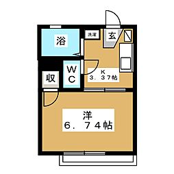ワコーダイヤハイツ 2階1Kの間取り